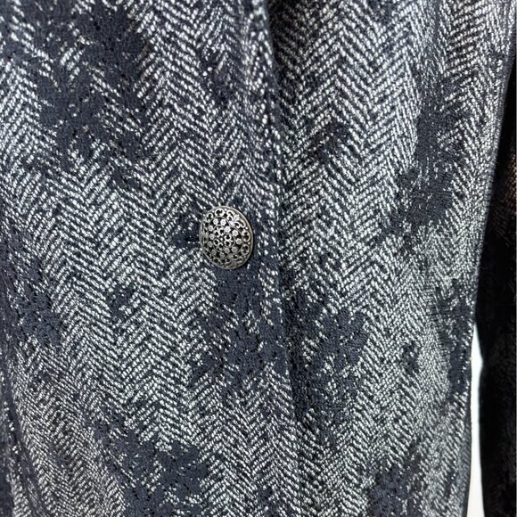 Lovely Gray & Black Floral Patterned Blazer Jacket Women’s - Picture 6 of 8